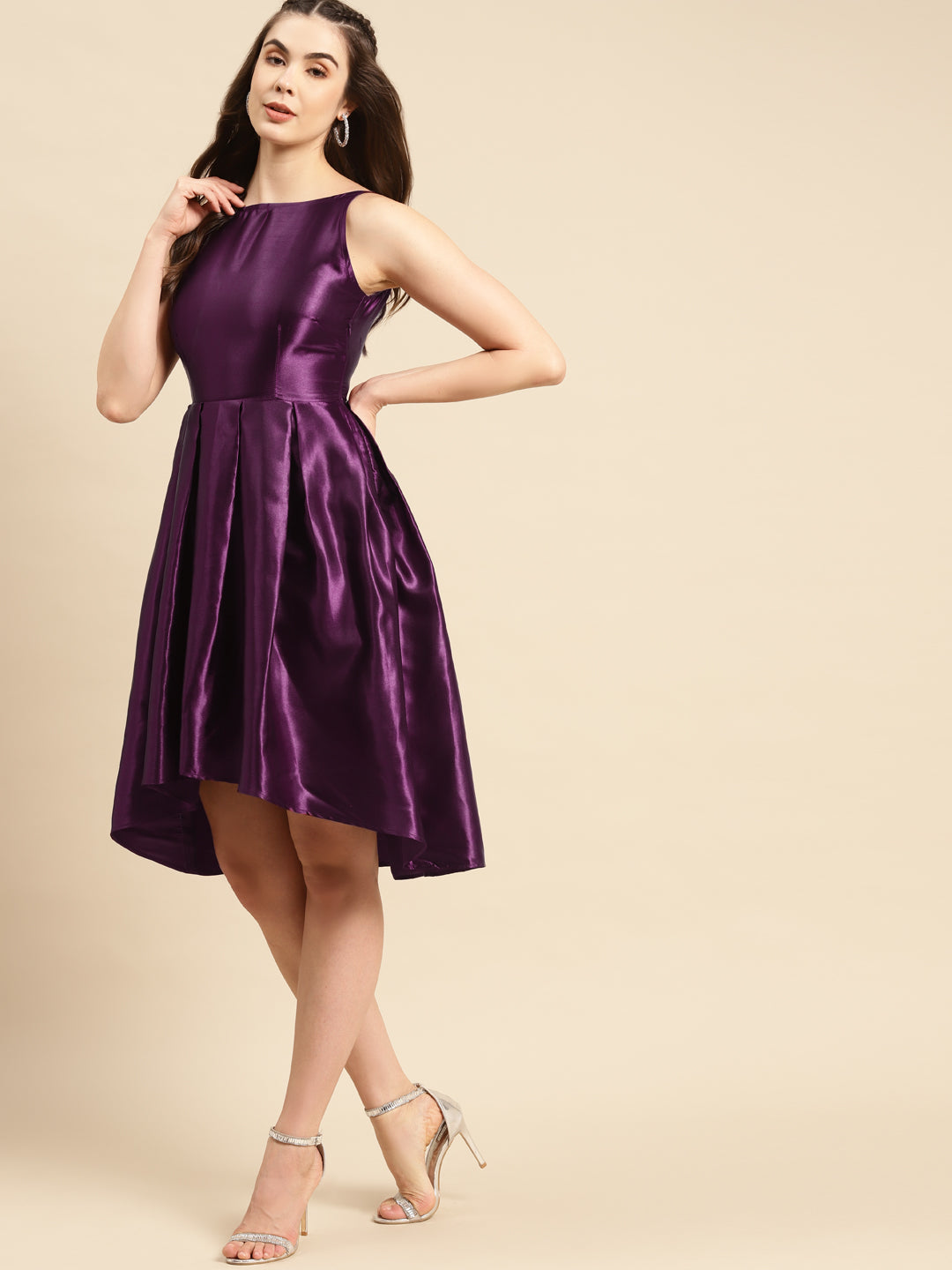 Box Pleated midi Dress in Purple Mabish Store Box Pleated midi Dress in Purple Mabish Store