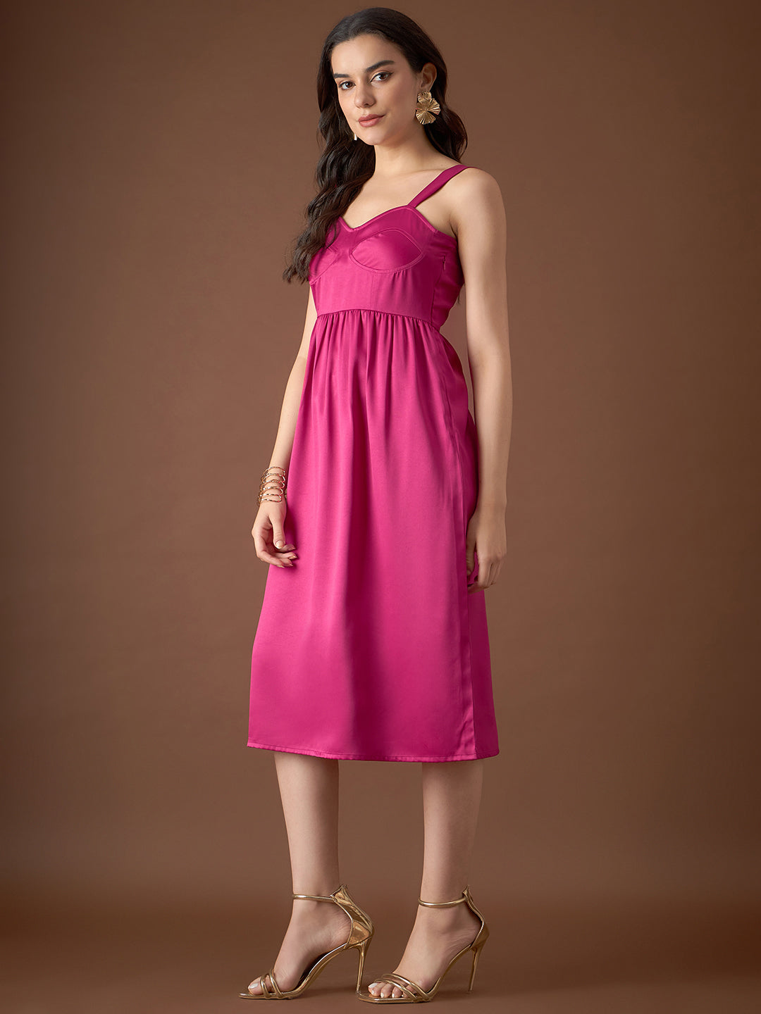 Corset Yoke Midi Dress