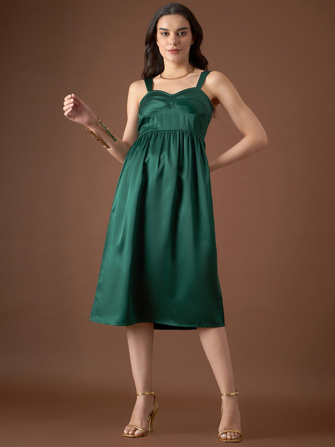 Corset Yoke Midi Dress