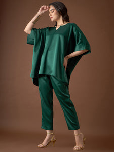 Anti Fit Kaftan Top with Pants in Green Color