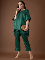 Anti Fit Kaftan Top with Pants in Green Color