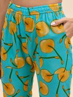 Kurta Pyjama Set in Yellow Fruit Print