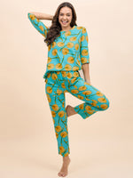 Kurta Pyjama Set in Yellow Fruit Print