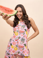 Kurta Shorts Set in Pink Watermelon Print