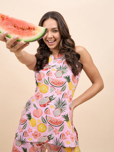 Kurta Shorts Set in Pink Watermelon Print