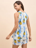 Kurta Shorts Set in Blue and Yellow DragonFruit Print