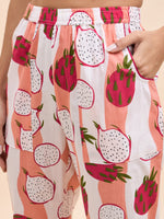 Shirt Pyjama Set in in Peach and Pink Dragonfruit Print