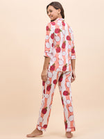 Shirt Pyjama Set in in Peach and Pink Dragonfruit Print
