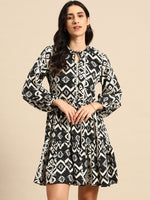 Mini Printed layered dress with balloon sleeve