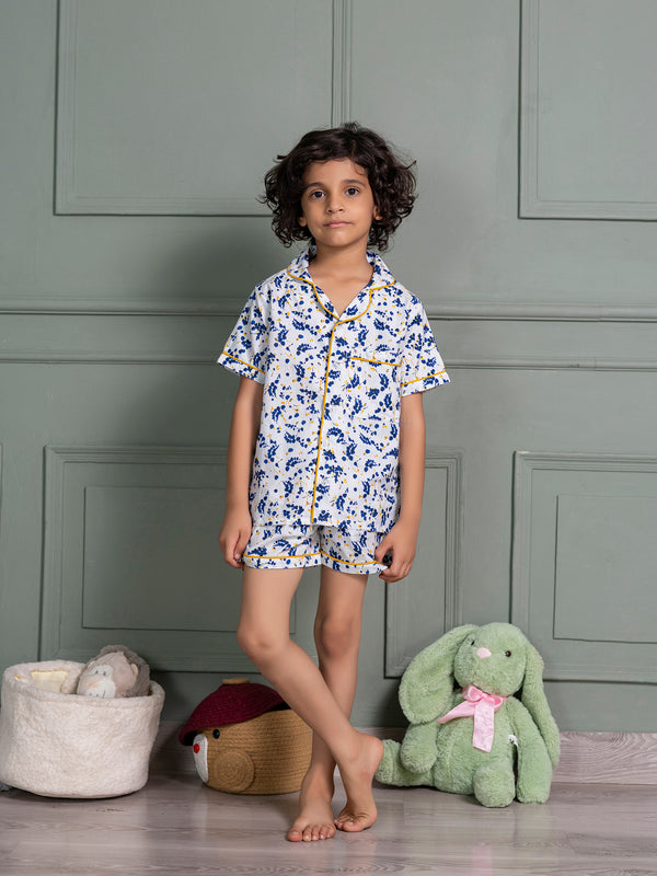 Kids Unisex Nightsuit Shorts & Shirt in abstract dot  Print