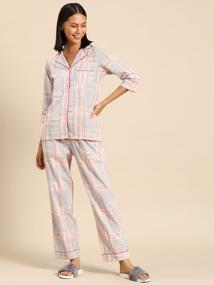 Shirt Pyjama nightwear set in Checks