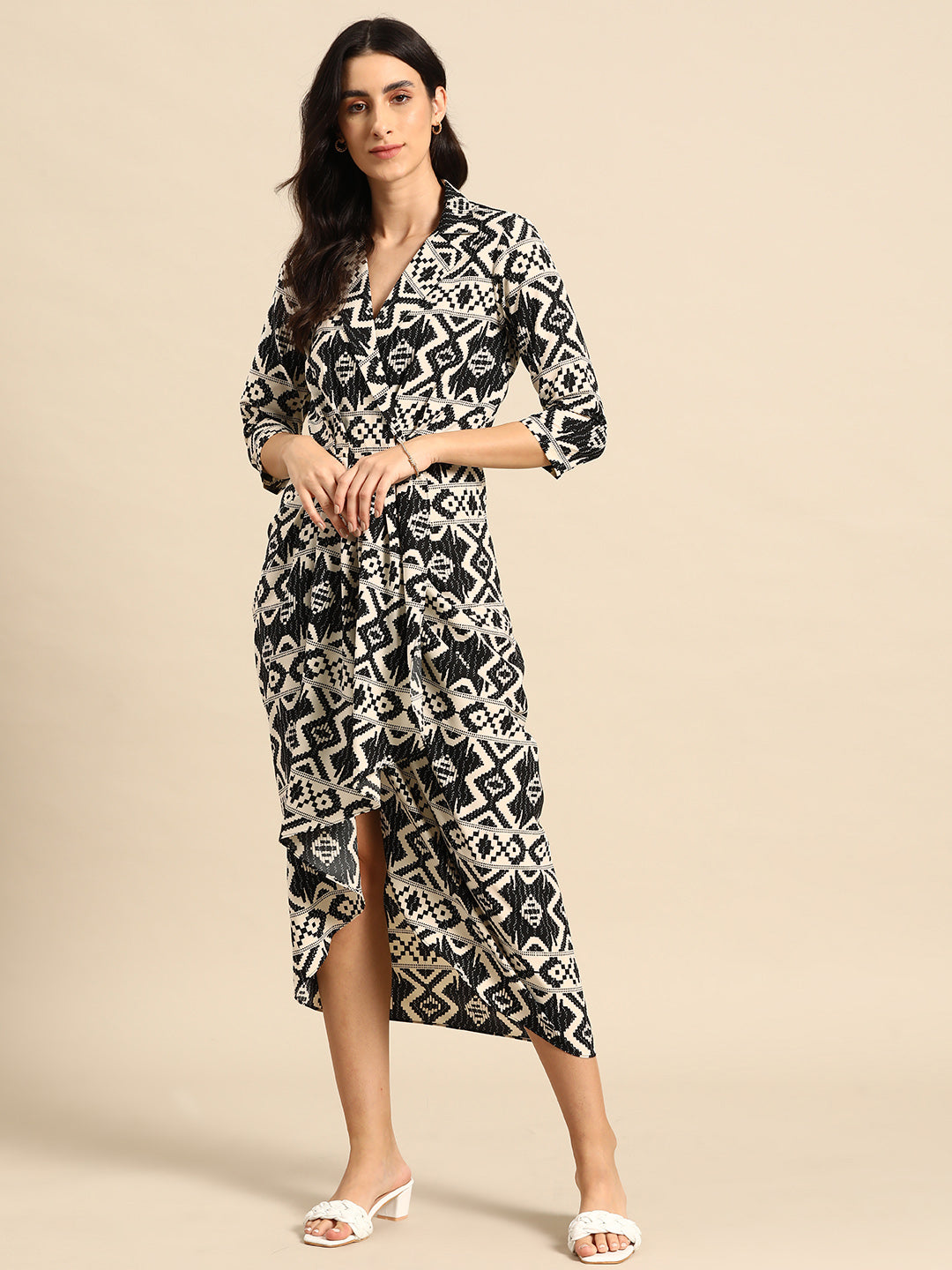 Shirt Dress with front Drape
