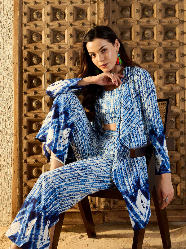 Three piece Co-Ord Set in Blue Tie & Dye