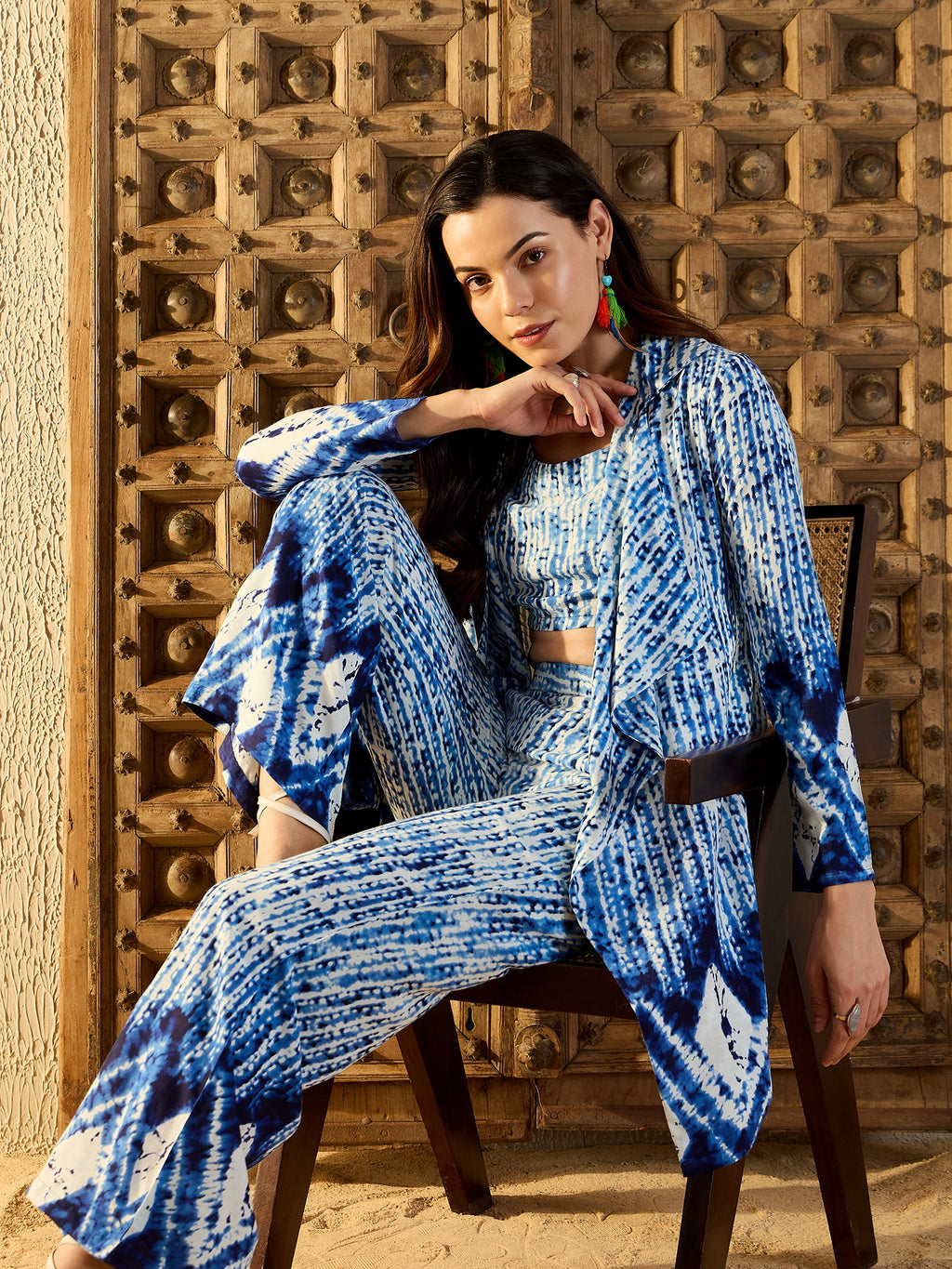 Three piece Co-Ord Set in Blue Tie & Dye