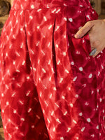 One button front open Top with Pants in Maroon Tie & Dye