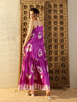 Strappy Layered Maxi Dress in Magenta Tie & Dye