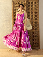 Strappy Layered Maxi Dress in Magenta Tie & Dye