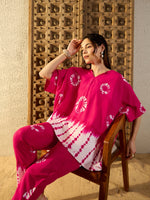 Anti Fit Kaftan with Pants in Pink Tie & Dye