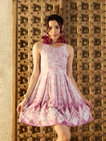 Center Box Pleat Mini Dress in Lavender Tie & Dye