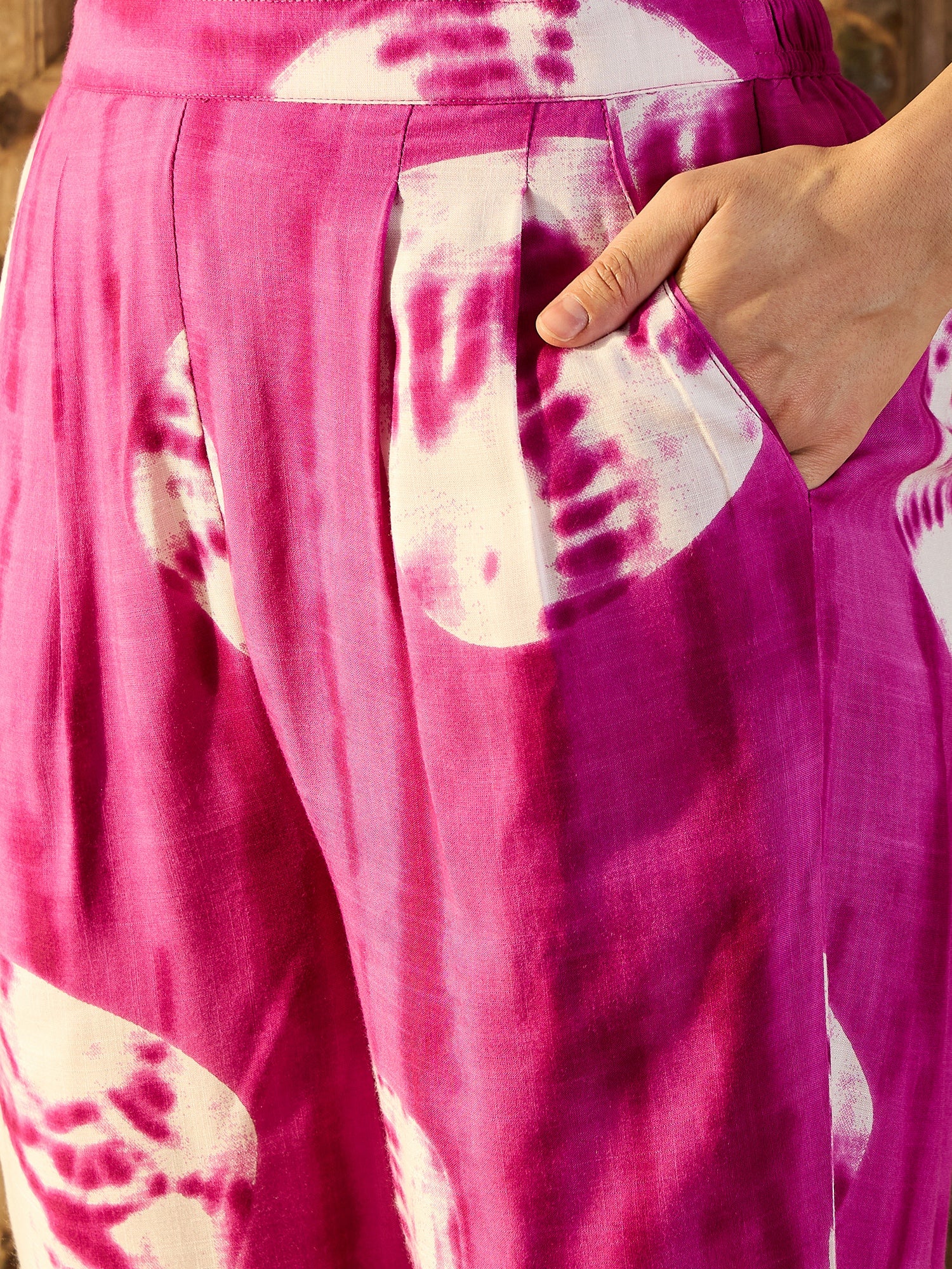 Waist Coat and Pants in Magenta Tie & Dye