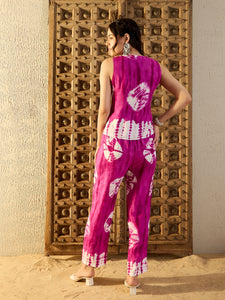 Waist Coat and Pants in Magenta Tie & Dye