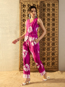 Waist Coat and Pants in Magenta Tie & Dye