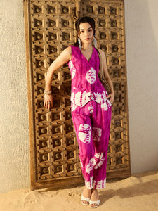 Waist Coat and Pants in Magenta Tie & Dye