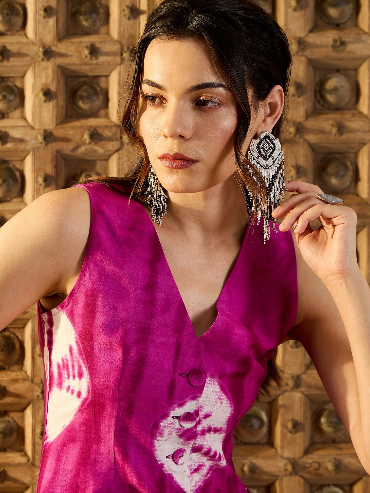 Waist Coat and Pants in Magenta Tie & Dye