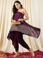 One Shoulder Assymettric Top with Dhoti Pants