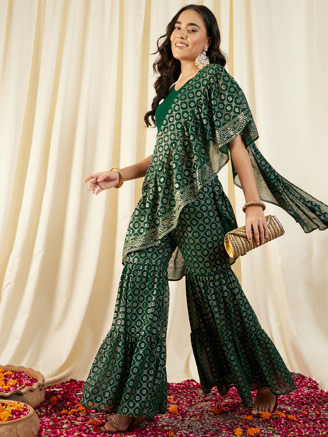 Crop Top with Sharara and frill Dupatta