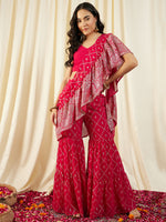 Crop Top with Sharara and frill Dupatta