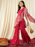 Crop Top with Sharara and frill Dupatta