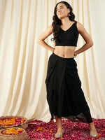 Load image into Gallery viewer, Crop Top with Draped Skirt And Cape
