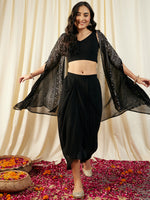 Load image into Gallery viewer, Crop Top with Draped Skirt And Cape
