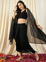 Load image into Gallery viewer, Crop Top with Draped Skirt And Cape
