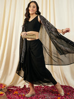 Load image into Gallery viewer, Crop Top with Draped Skirt And Cape
