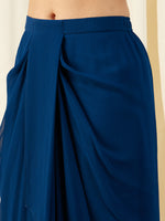 Crop Top with Draped Skirt And Cape in Blue Color