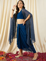 Crop Top with Draped Skirt And Cape