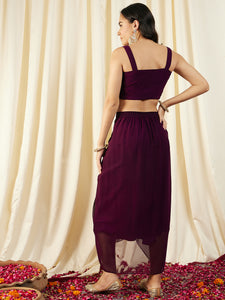 Crop Top with Draped Skirt And Cape