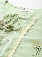 Kurta Pyajama with gota work in Light Green Print