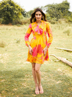 Load image into Gallery viewer, Frill Neck mini skater dress
