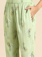 Kurta Pyajama with gota work in Light Green Print