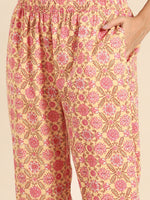 Kurta Pyajama with gota work in Peach Print