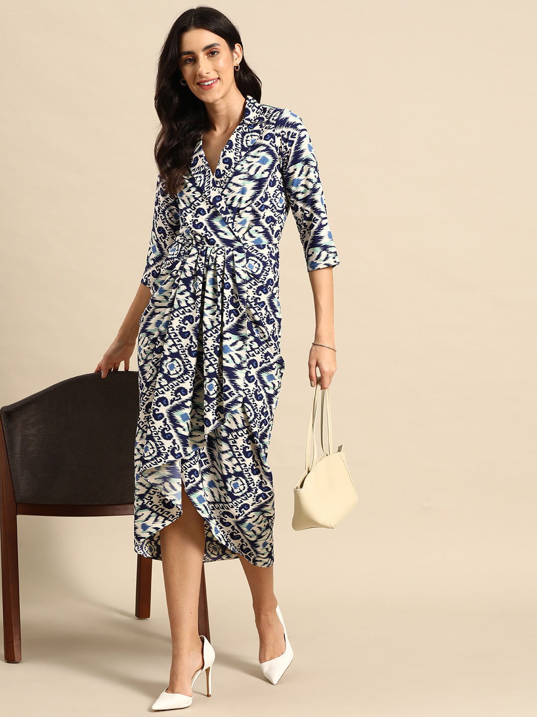 Shirt Dress with front Drape