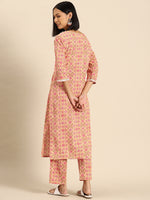 Kurta Pyajama with gota work in Peach Print