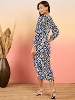 Overlap neck Tulip midi Dress