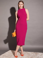 Sleeveless high neck bodycon midi dress