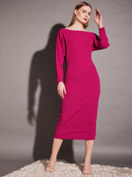 Drop shoulder fitted midi dress