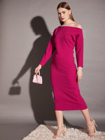 Drop shoulder fitted midi dress