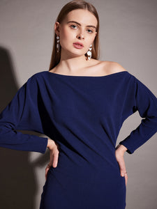 Drop shoulder fitted midi dress